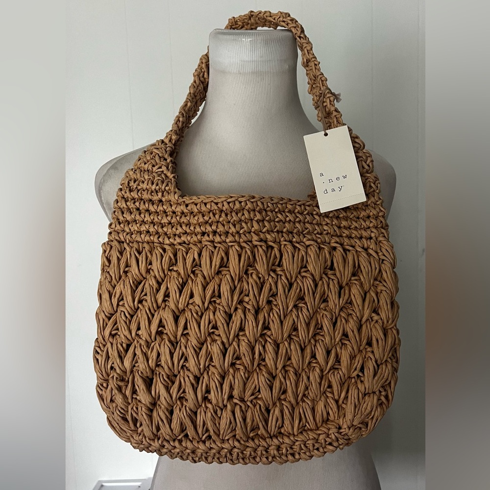 A New Day Tan Braided Shoulder Bag